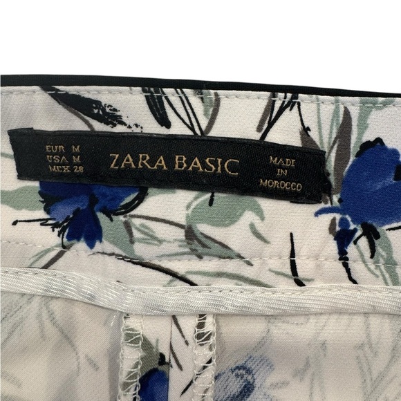 Zara White Floral Trousers Medium - Picture 6 of 10